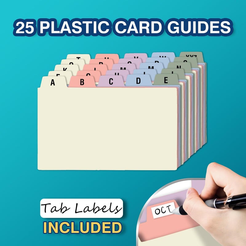 H4D 3x5 Index Card Holder with 100 Heavyweight Ruled Index Cards and 25 Plastic Dividers, Mint Green - Image 5